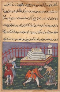 彼女の愛の宣言を聞いて、アヤズは聖なる神社でマフムダの足元に倒れます。 このシーンは、アヤズの友人であり、メイドであるサリムによって目撃されています。