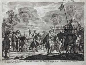 ブレデローデ伯爵ヘンリー（Hendrik Graaf van Brederode）（1531-1568）は、アントワープ（オランダ、ネザーランド）を出発して、オレンジ公爵ウィリアム1世（オレンジ・ナッソー）の前に来て（または、ギョーム・ザ・タシターン 作： Unknown artist