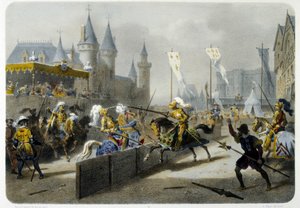 アンリ2世（1519年～1559年）1559年6月27日、トーナメントで死去 - リトグラフ 作： Unknown artist