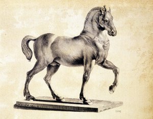 ヴェネツィアのサン・マルコ寺院の馬 - エングレービング 作： Unknown artist