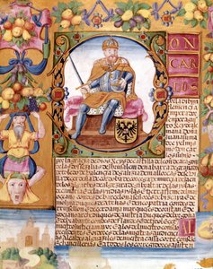 皇帝シャルル5世（1500～1558年）のイルミネーション付き肖像画。"executoria "のディテール