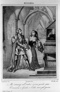 イタリアの詩人・劇作家ウーゴ・フォスコーロ(1778-1827)による『リカルダ』第2幕第2場の挿絵 19世紀 作： Unknown artist