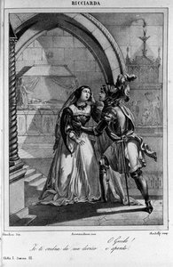 イタリアの詩人・劇作家ウーゴ・フォスコーロ（1778-1827）による『リカルダ』第1幕第3場の挿絵 19世紀 作： Unknown artist