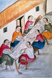 トルヒーヨ司教バルタサル・マルティネス・コンパニオン・イ・ブジャンダ（1782-1785）の著書「トルヒーヨ・デル・ペルー」（「Códice Martínez Compañón」）に掲載されているインディアンの労働者たち。 作： Unknown artist