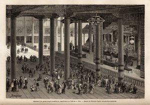 江戸にある太公望の大仏の内観。1863年から1864年にかけて、スイス盟約者団の公使アイム・アンベールが日本への航海を説明するために描いた版画。