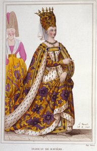Isabeau (Isabelle, Elisabeth) of Bavaria (1371-1435)。フランスの女王。1830年のエングレーヴィング。 作： Unknown artist