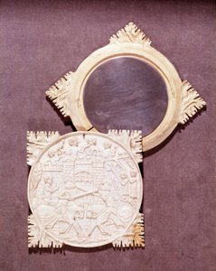 騎士道時代のトーナメントシーンを描いた象牙製の鏡と箱。1450-1500.パリ、国立中世美術館、クリュニーのテルム 作： Unknown artist