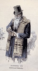 ユダヤ教：祈りのライム（TalitまたはTzitzit）を身につけたユダヤ人の老人、1890年の刻印 作： Unknown artist