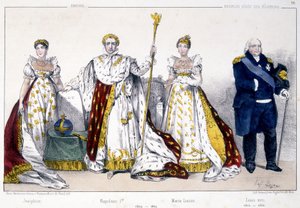 ジョゼフィーヌ、ナポレオン1世、マリー・ルイーズ、ルイ18世......「La Monarchie francaise en estampes」にて。 作： Unknown artist