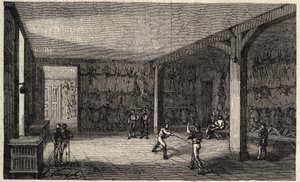 1873年のパリのエコール・ポリテクニーク - フェンシングサロン - "Le monde illustrious "に掲載された1873年のエングレーヴィング 作： Unknown artist