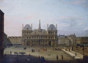 ロテル・ド・ヴィルとグレーヴ広場、1720年頃、現在の4区、1715年から1725年の間（油彩・カンヴァス） 作： Unknown artist