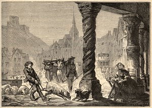 ブルターニュ地方のドルの行進の日の大通り - 「PATRIE」のエングレーヴィング - ルシアン・ユアールによる6巻のフランスの解説 - 19世紀末 作： Unknown artist