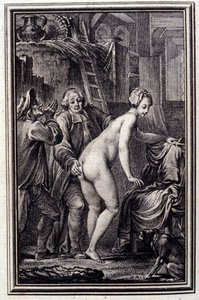 ジャン・ラ・フォンテーヌの「詩による物語と短編」の中の「La mare du compere Pierre」。1762. 作： Unknown artist