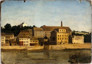 1820年頃、パッシーのラフィネリーとドレセール庭園から見たパッシーのラフィネリーとドレセール庭園 （油彩・紙・厚紙） 作： Unknown artist