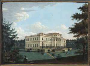 Le palais Elaguine - サンクトペテルブルクのイェラギン宮殿 - Anonymous.紙にグワッシュ、1817年以前サンクトペテルブルク国立歴史博物館 作： Unknown artist