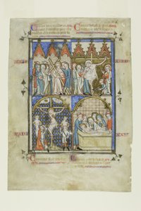 絵のサイクルからの葉：十字架を背負うキリスト、磔刑、十字架からの降架、埋葬