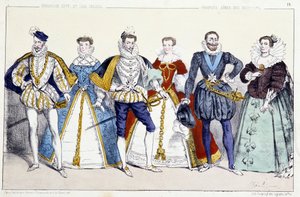 Les Valois et les Bourbons:Charles IX (1550-1574) and Elisabeth of Austria (1554-1592)、Henry III (1551-1589) and Louise de Lorraine Vaudemont (1553-1601)、Henri IV (1553-1610) and Marie de Medicis (1575-1642) - Plage extracted from Kings and Queens of Fr
