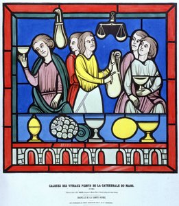 Les changeurs du Mans - 13世紀のマン大聖堂のステンドグラスからのFac simile。19世紀のレイヤー。