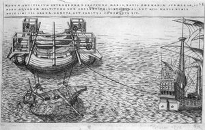 16世紀に作られた船のベイルアウト用機械 - ed. 1578 作： Unknown artist
