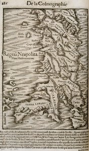 イタリアの地図 - "Universal Cosmography "にて 作： Unknown artist