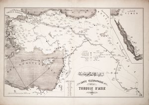 電信ケーブルと駅を示すトルコの地図 作： Unknown artist