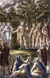 ケルト人の会合。19世紀に描かれた彫刻。