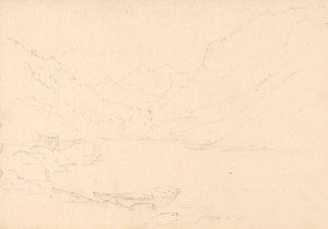 山岳風景と湖