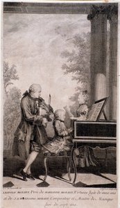 ツアー中のモーツァルト一家（版画、1777年以降