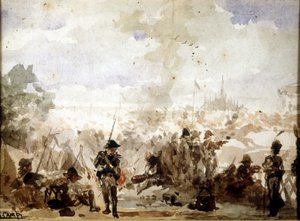 ナポレオンとイタリアの田園風景。ミラノの門前でのフランス軍の野営 作： Unknown artist