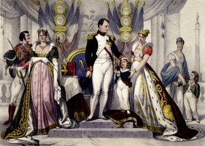 1804年から1815年までのナポレオン王朝。ジョセフィーヌ、ナポレオン1世、ローマ王、マリー・ルイーズ。19世紀のエングレーヴィング。 作： Unknown artist