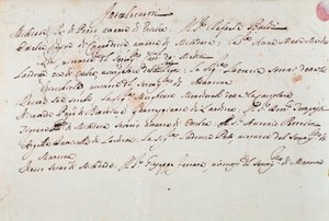 ジュゼッペ・アルドロヴァンディーニのオペラ「ミトリデート」の上演に関するメモ（1706年 作： Unknown artist