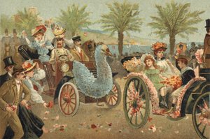 ニース郡で祝われる古い習慣：ニースの花のコルソ。19世紀末のクロモリトグラフ。 作： Unknown artist
