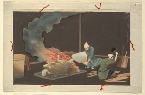 人の死と埋葬の 16 のシーンの 1 つ