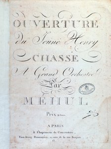 メフルのオペラ「Le jeune Henri」の冒頭ページ「La Chasse」（1797年 作： Unknown artist