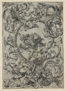 フクロウと他の鳥の観賞用の葉 作： Unknown artist