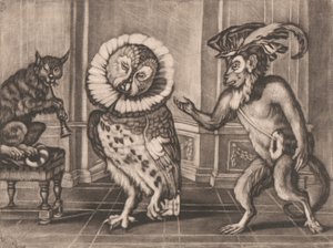 スミスのメゾティントスのフクロウ、猿、猫、Vol。 Ⅲ 作： Unknown artist