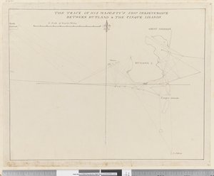 Page 38b ラトランドとチンクエ諸島の間の陛下の船Perseveranceの軌跡（ペンとインク 作： Unknown artist