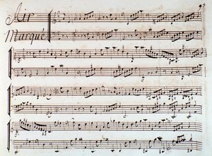 ラモー作の抒情的な悲劇「カストールとポリュックス」の楽譜のページ（1737年