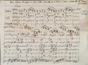 リヒテンタール版モーツァルトのヴァイオリンとヴィオラのための交響曲コンチェルタンテ 変ホの楽譜のページです。 作： Unknown artist