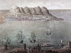 ジブラルタルとデトロイトの全景。19世紀 マドリッド、国立図書館 作： Unknown artist
