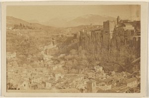 [スペイン、グラナダ、アルハンブラ宮殿の全景]。 作： Unknown artist