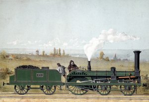 ストラスブール鉄道（クランプトン方式）の旅客用機関車と石炭貨車 作： Unknown artist