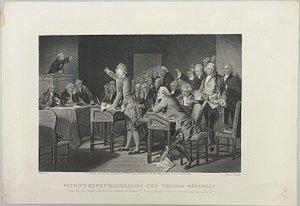 ヴァージニア議会で演説するパトリック・ヘンリー 作： Unknown artist