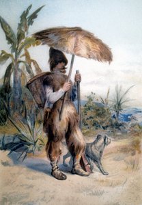 ダニエル・デ・フォー（1660〜1731）の同名小説の登場人物「ロビンソン・クルーソエ」の演技 作： Unknown artist