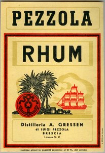 ペッツォーラ・ラム酒の広告（クロモリトグラフ、19世紀後半