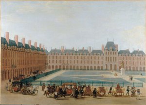ロワイヤル広場、1660年頃、王の馬車の通り道。現在のヴォージュ広場、4区、1655-1665年頃（油彩・カンヴァス） 作： Unknown artist