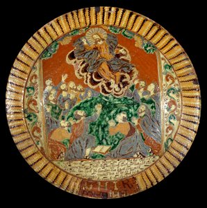 キリストの昇天を表現したニス塗りの土製プレート。1752.セーブル、国立陶磁器博物館 作： Unknown artist