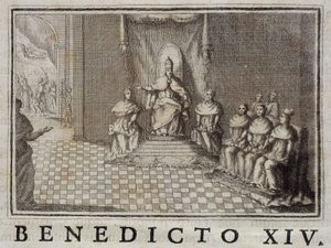 ローマ、トーマス・マリー・ママチ著『説教師の年代記』に登場する教皇ベネディクト14世（1740～1758年）。 作： Unknown artist