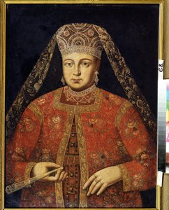 Portrait de la tsarine Marfa Matveyevna (1664-1715) (皇后マルファ・マトヴェーヴナの肖像)。 Peinture anonyme、79 x 60 cm、デビュー 18e siecle。 M.Tuganov Art Museum of the North Ossetian, Vladikavkas (ロシア).