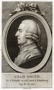 スコットランドの哲学者・経済学者であるアダム・スミス（1723～1790）の肖像。